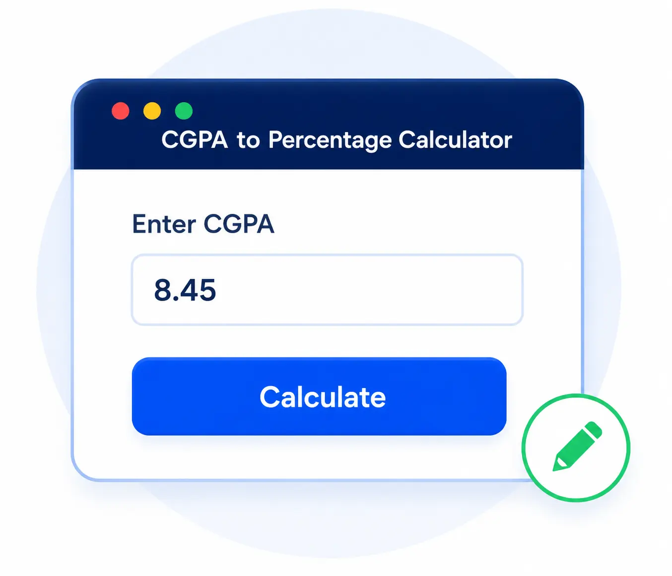 CGPA to percentage calculator interface